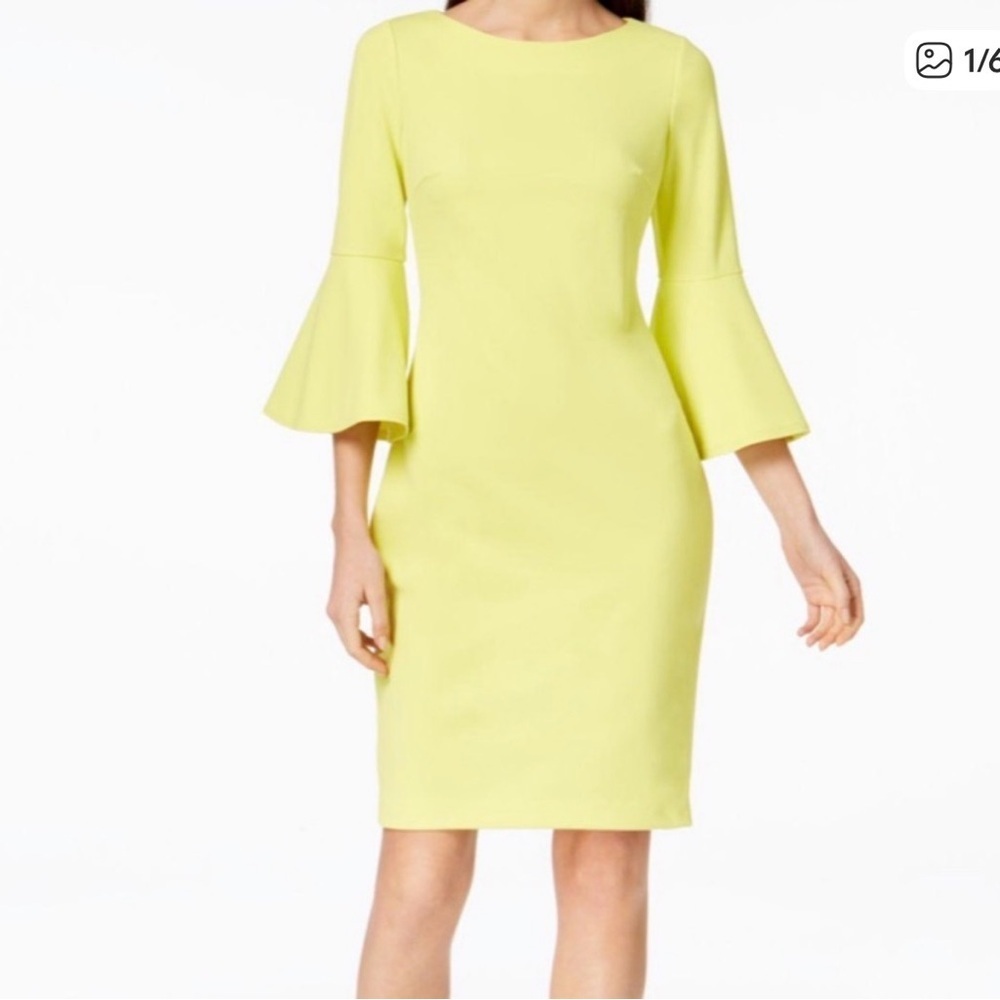 Calvin Klein Vibrant Yellow Long Sleeve Dress